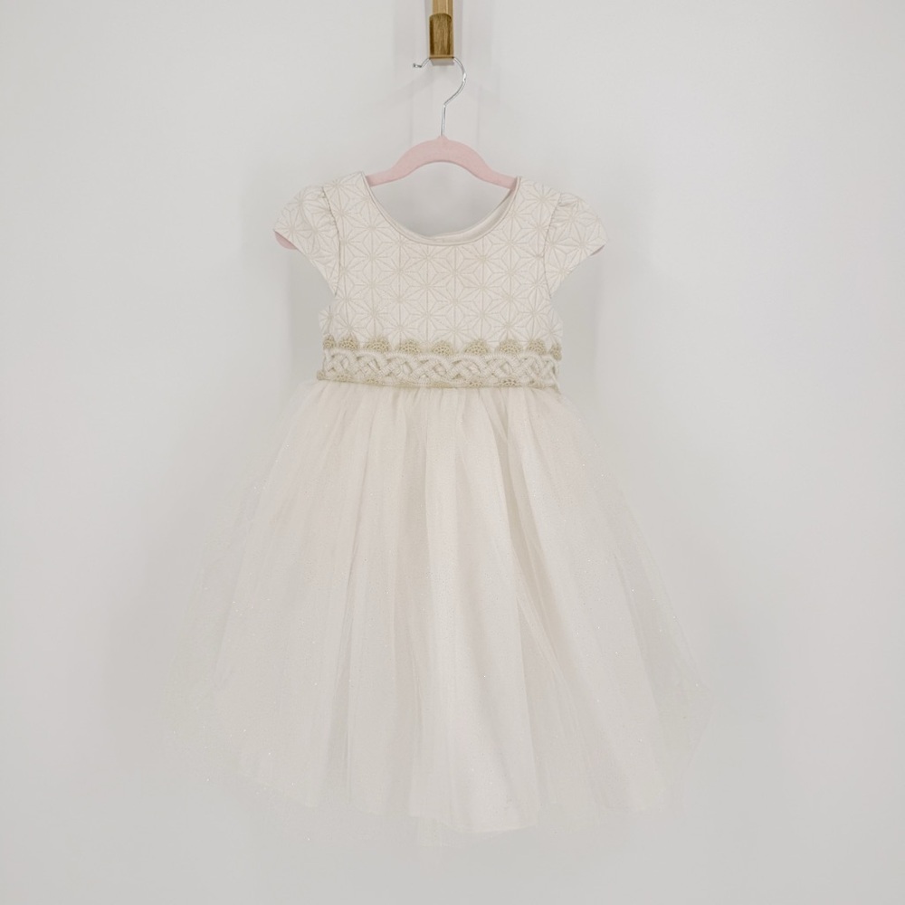 Pippa & Julie Cream and Gold Formal Dress